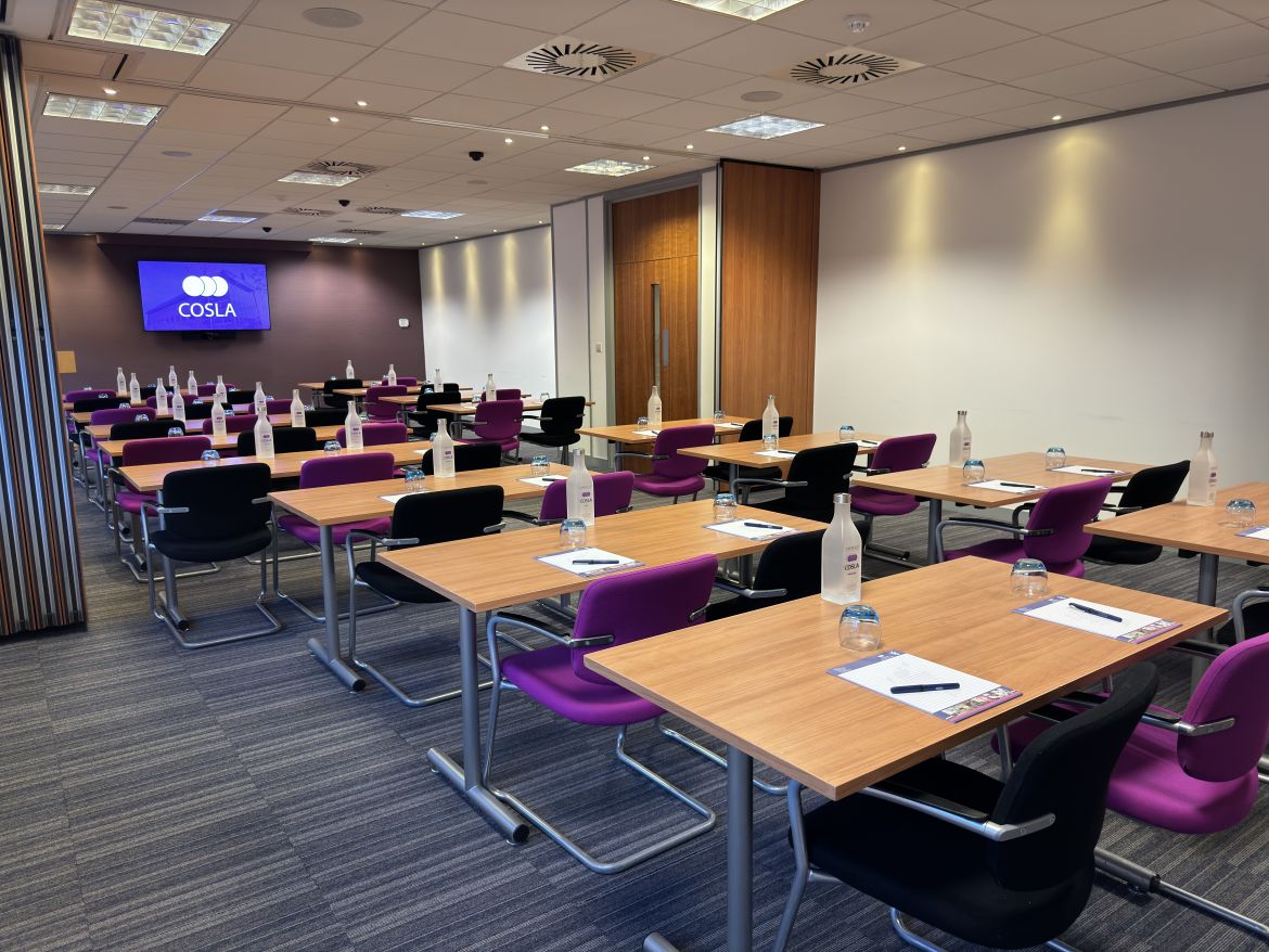 The Scott Suite in the COSLA Conference Centre in a classroom style.