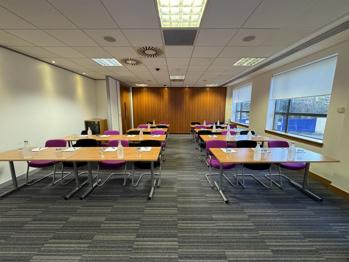 The Scott II Suite in the COSLA Conference Centre in a classroom style.