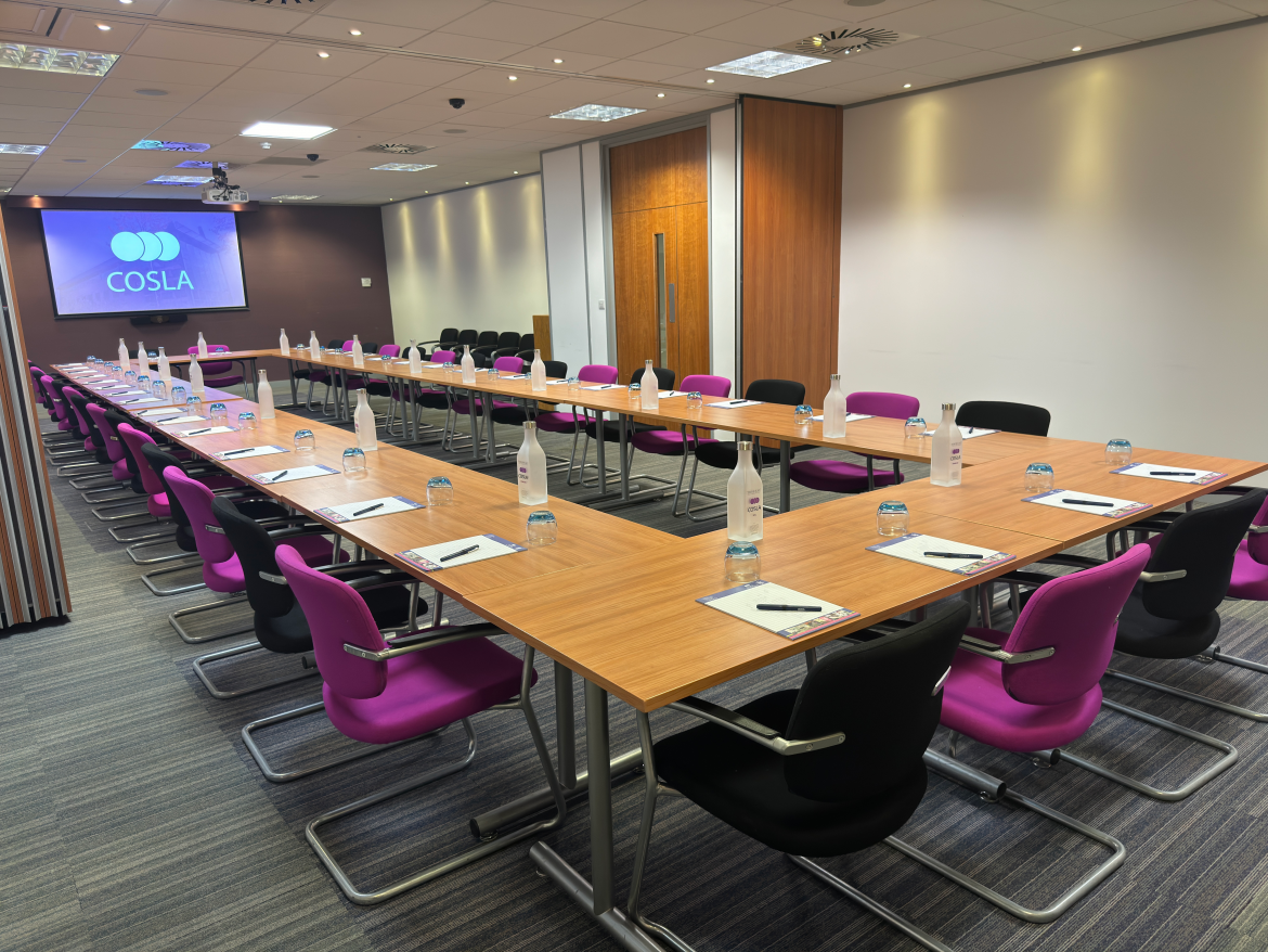 The Burns Suite in the COSLA Conference Centre in a boardroom style.