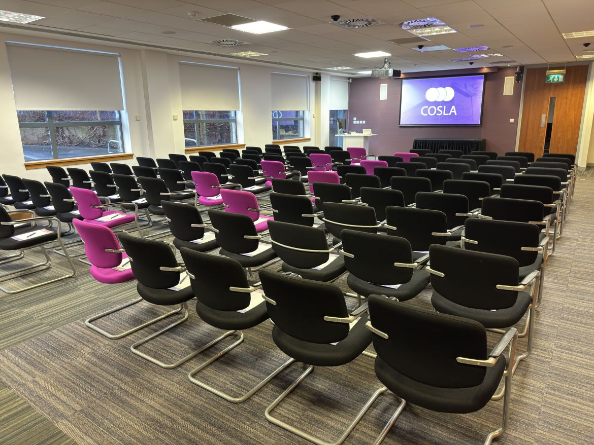 The Caledonian I Suite in the COSLA Conference Centre in a theatre style.