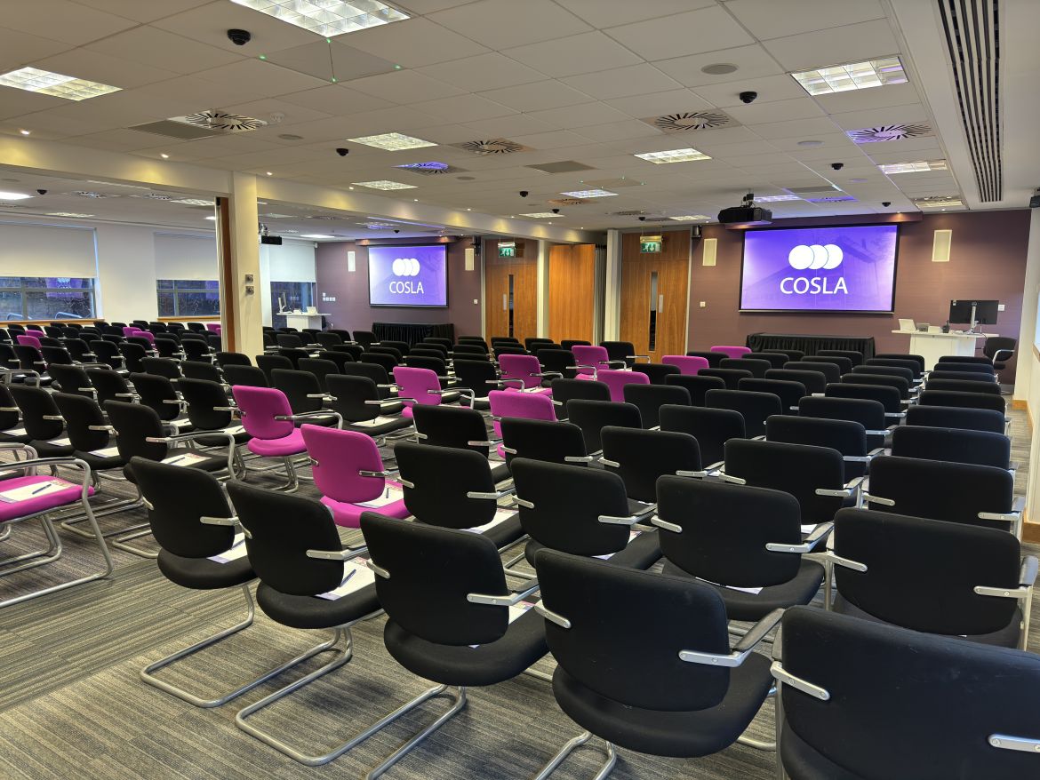 The Caledonian Suite in the COSLA Conference Centre in a theatre style.