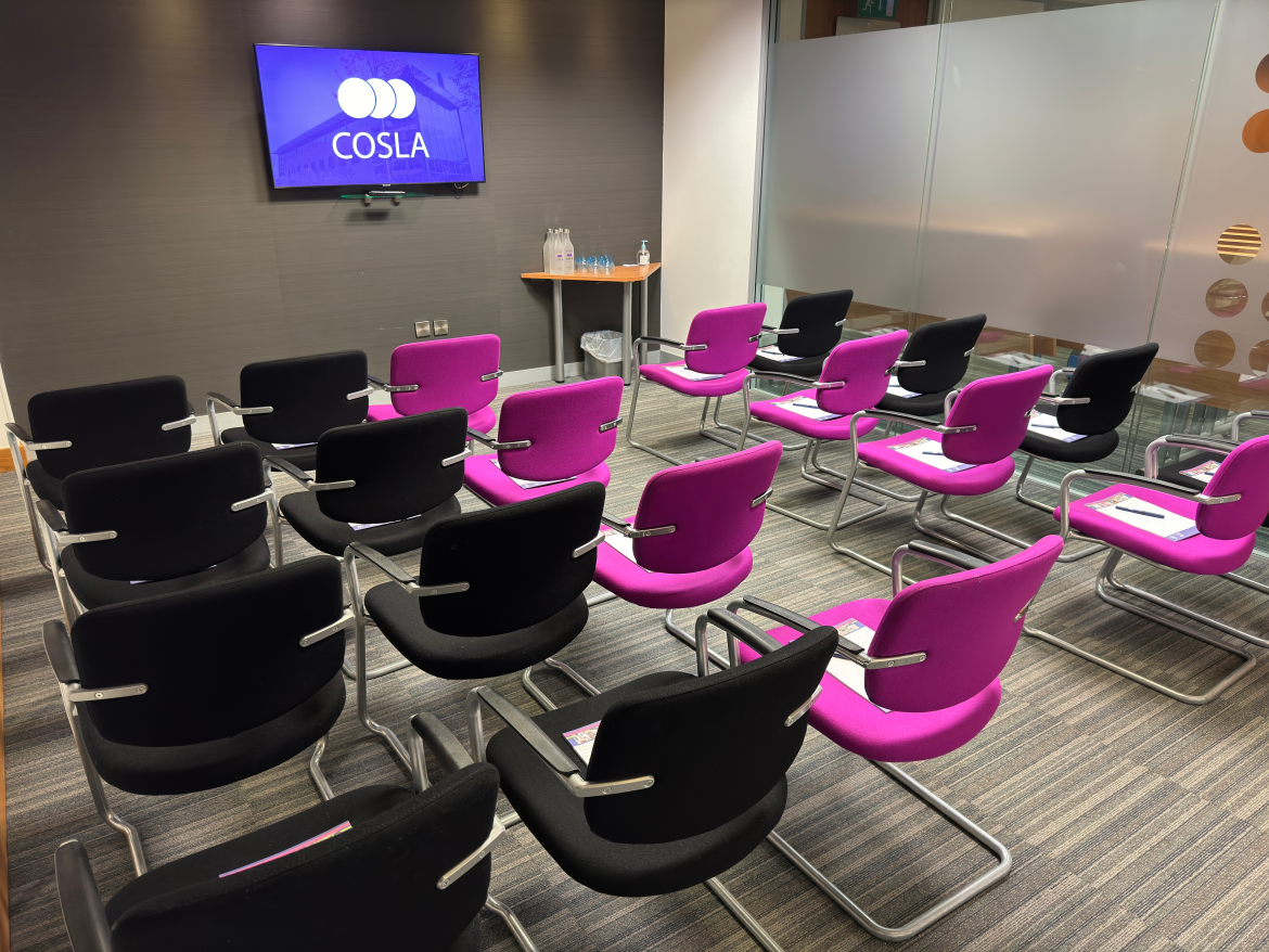 The COSLA Conference Centre McCaig Suite set up in theatre style.